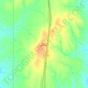 Bison topographic map, elevation, terrain