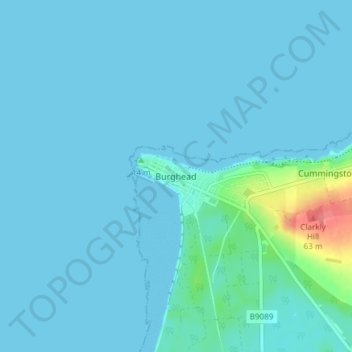 Burghead topographic map, elevation, terrain