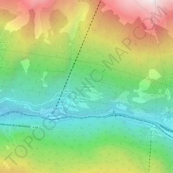 Bonvillard topographic map, elevation, terrain