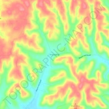 Friendship topographic map, elevation, terrain