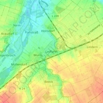 Leiffarth topographic map, elevation, terrain