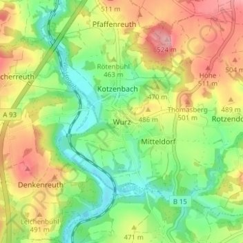 Wurz topographic map, elevation, terrain