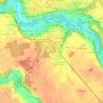 Le Bois Joly topographic map, elevation, terrain