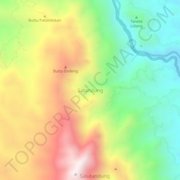 Satandung topographic map, elevation, terrain