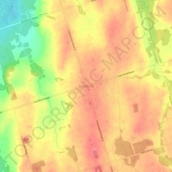 Sandford topographic map, elevation, terrain