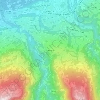 Rive di Villa topographic map, elevation, terrain