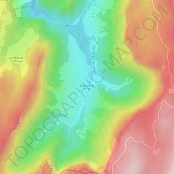 Bouvante le Haut topographic map, elevation, terrain