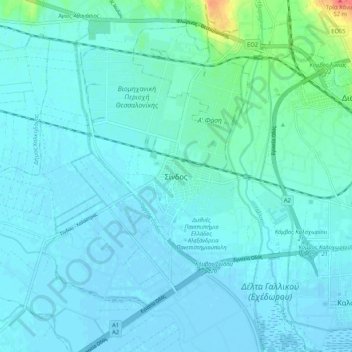 Sindos topographic map, elevation, terrain