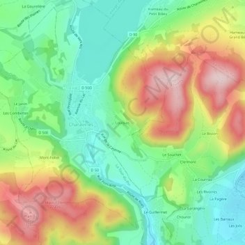 Louisias topographic map, elevation, terrain