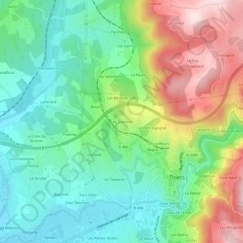 Les Graviers topographic map, elevation, terrain