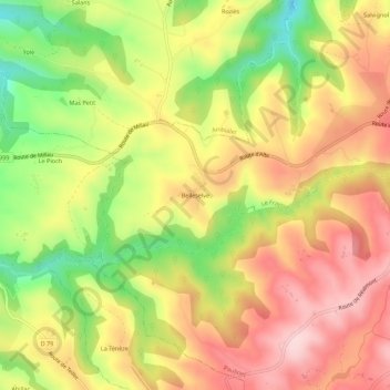 Belleselve topographic map, elevation, terrain