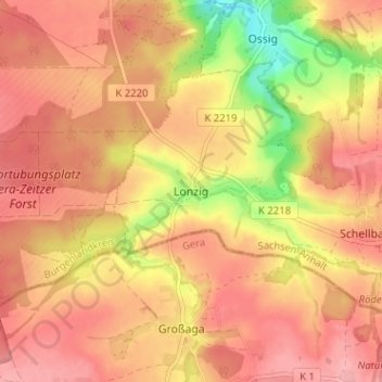 Lonzig topographic map, elevation, terrain