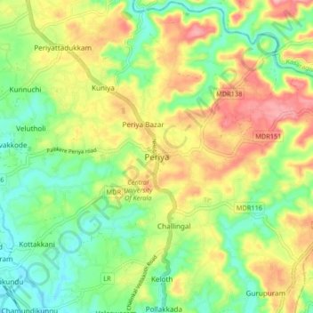 Periya topographic map, elevation, terrain