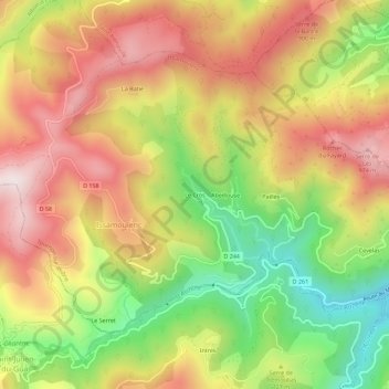 Le Cros topographic map, elevation, terrain