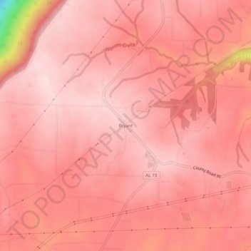 Bryant topographic map, elevation, terrain