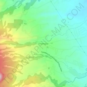 Chachagua topographic map, elevation, terrain