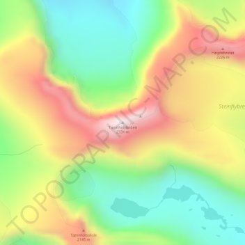 Tjønnholstinden topographic map, elevation, terrain