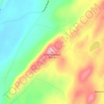 Todd Mountain topographic map, elevation, terrain