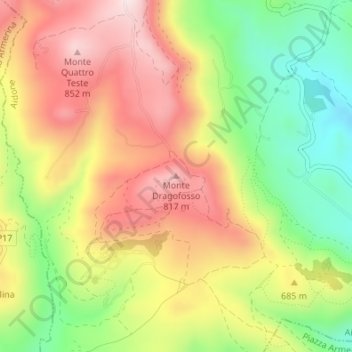 Monte Dragofosso topographic map, elevation, terrain