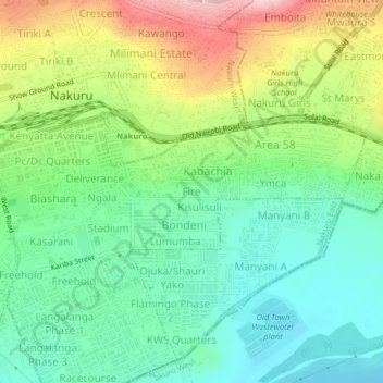 Fire topographic map, elevation, terrain