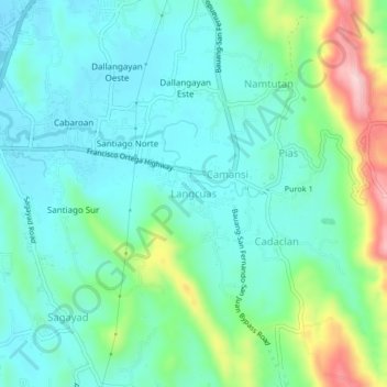 Langcuas topographic map, elevation, terrain