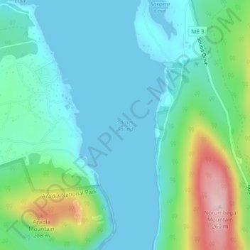 Somes Sound topographic map, elevation, terrain