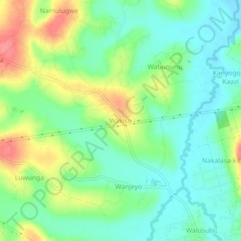 Wakiso topographic map, elevation, terrain