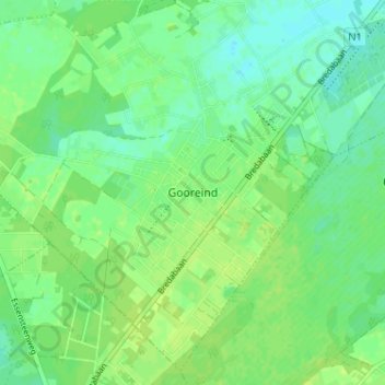 Gooreind topographic map, elevation, terrain