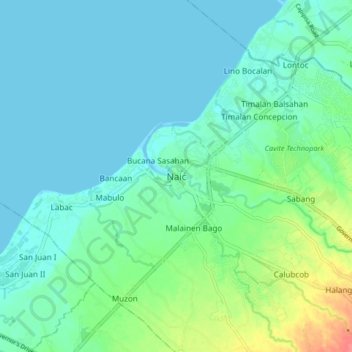 Naic topographic map, elevation, terrain