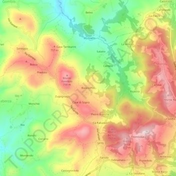Roncroffio topographic map, elevation, terrain