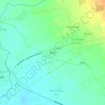 Arwas topographic map, elevation, terrain