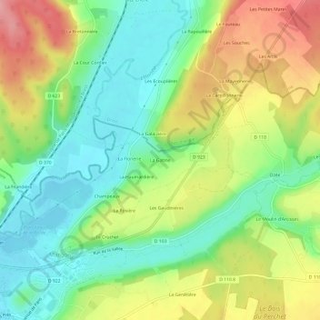 La Gatine topographic map, elevation, terrain