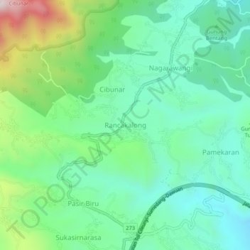 Rancakalong topographic map, elevation, terrain