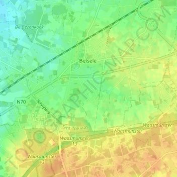 Populierenwijk topographic map, elevation, terrain