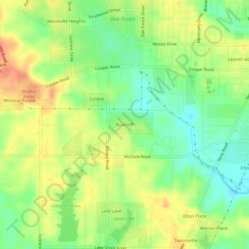 Briarcliff topographic map, elevation, terrain