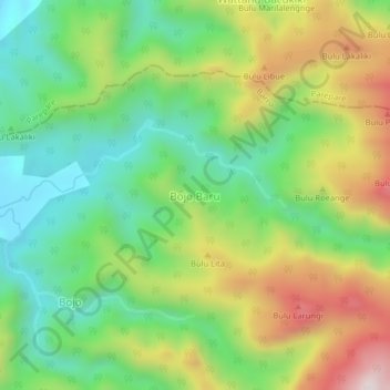 Bojo Baru topographic map, elevation, terrain