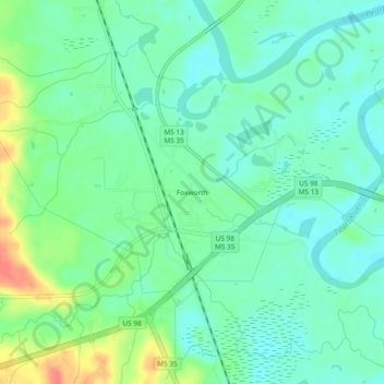 Foxworth topographic map, elevation, terrain