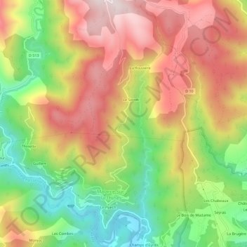 Le Cousset topographic map, elevation, terrain