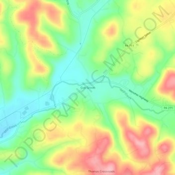 Oak Grove topographic map, elevation, terrain
