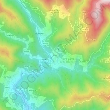 Coiric topographic map, elevation, terrain