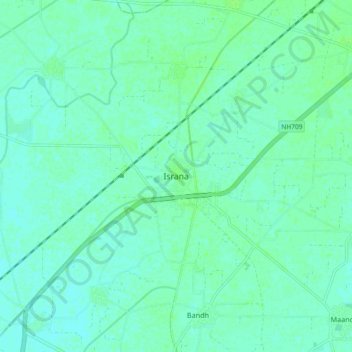 Israna topographic map, elevation, terrain