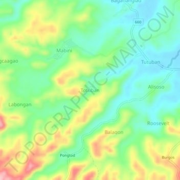 Totuban topographic map, elevation, terrain
