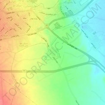 زندوان topographic map, elevation, terrain
