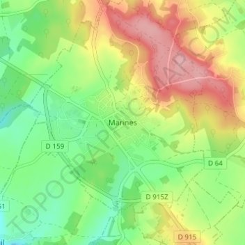 Marines topographic map, elevation, terrain