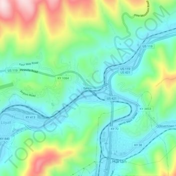Baxter topographic map, elevation, terrain