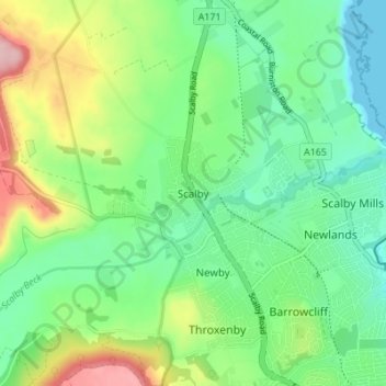 Scalby topographic map, elevation, terrain