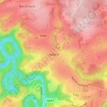 Nadrin topographic map, elevation, terrain