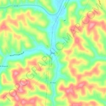 Rush topographic map, elevation, terrain