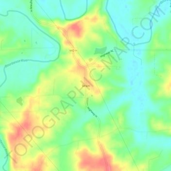 Strain topographic map, elevation, terrain