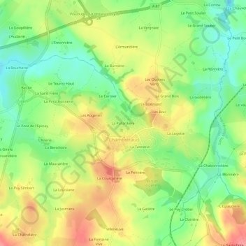 La Pallardière topographic map, elevation, terrain